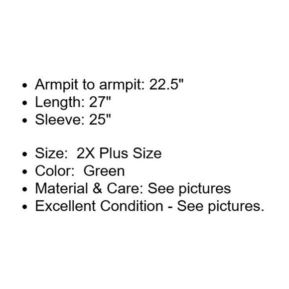 Talbots Sweater Plus Size 2X Green Cotton Chunky Knit Tunic Pullover V neck - Picture 4 of 11